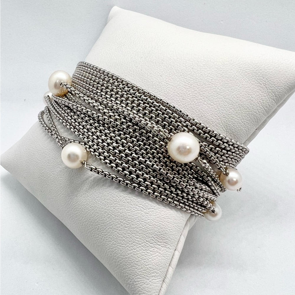 David Yurman Sixteen-Row Chain Bracelet with Pearls - Picture 4 of 13